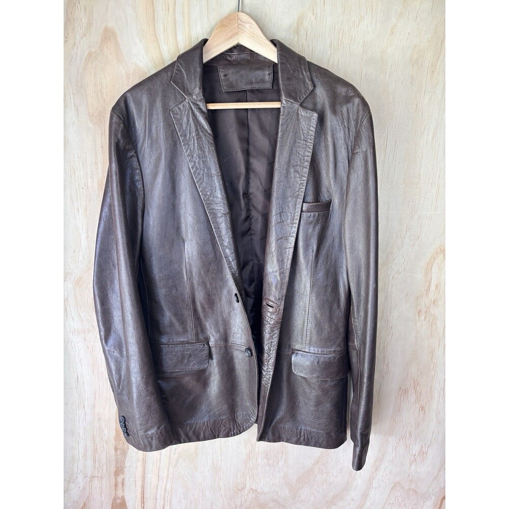 Marciano by Guess Brown Leather Jacket Men's Size 50 Leather